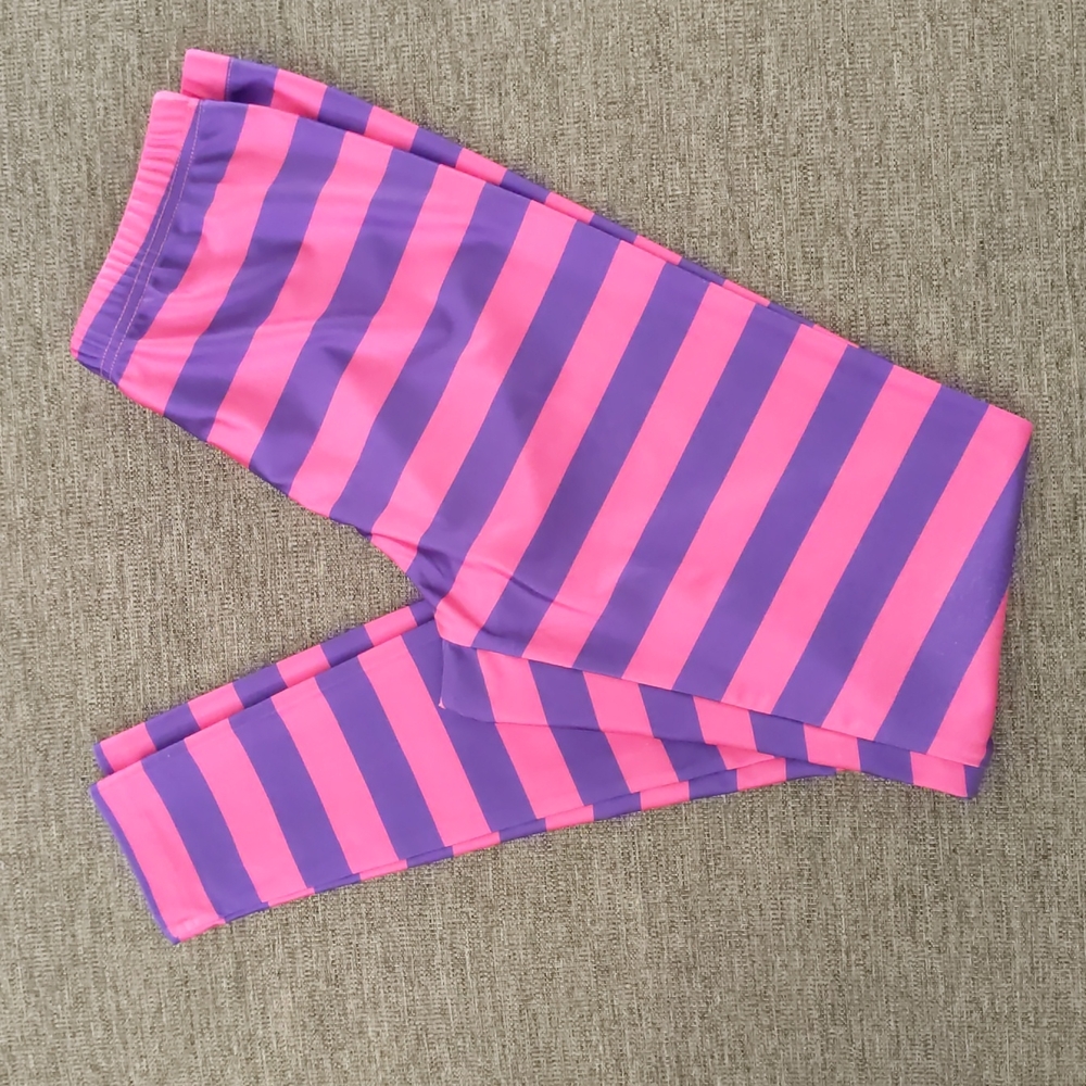 Pink and Purple Chesire Cat leggings Halloween Rave size Medium